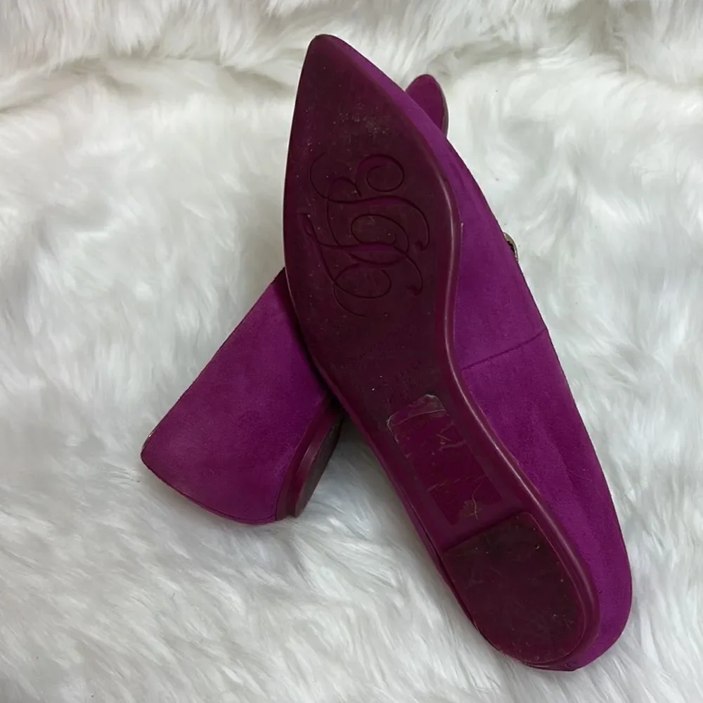 Ted Baker London‎ Suede Flats Fuchsia Gold Size 8.5 Bin 17